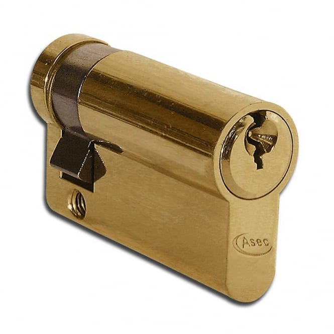 Polished Brass 50mm 5-Pin Euro Half Cylinder