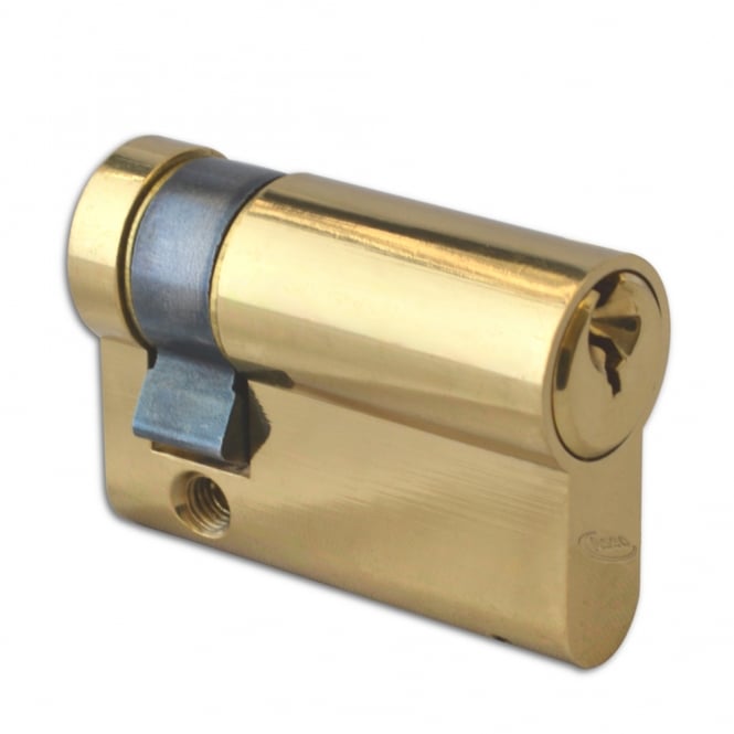 Polished Brass  45mm 6-Pin Euro Half Cylinder