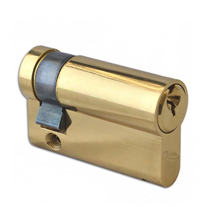 Polished Brass 50mm 6-Pin Euro Half Cylinder