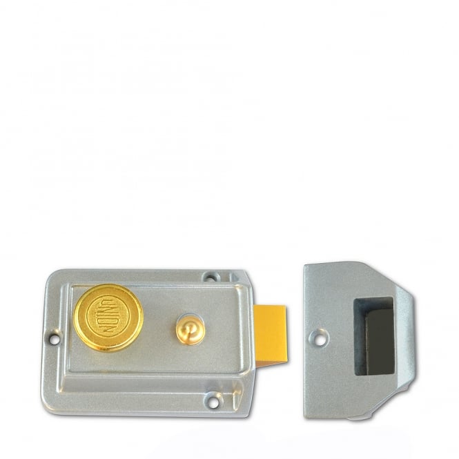Polished Lacquered Brass 60mm 1022 Non-Deadlocking Nightlatch With Silver Case