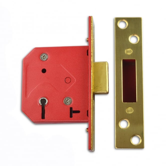 Polished Brass 64mm 2101 5 Lever Deadlock