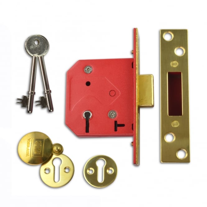 Polished Brass 64mm 2101 5 Lever Deadlock
