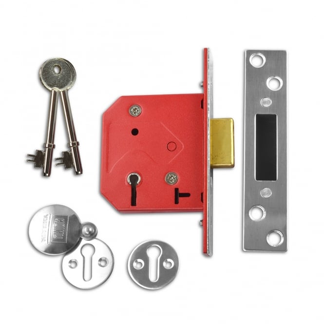 Satin Chrome 64mm 2101 5 Lever Deadlock