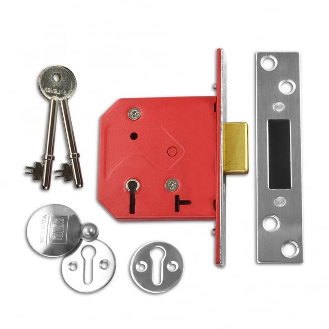 Satin Chrome 75mm 2101 5 Lever Deadlock