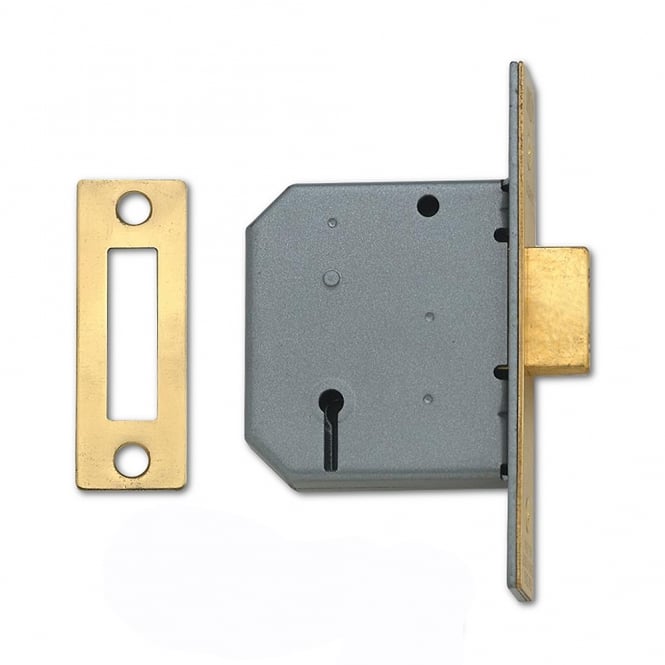Polished Brass 64mm 2177 3 Lever Deadlock
