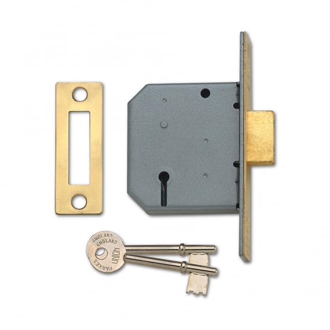 Polished Brass 64mm 2177 3 Lever Deadlock