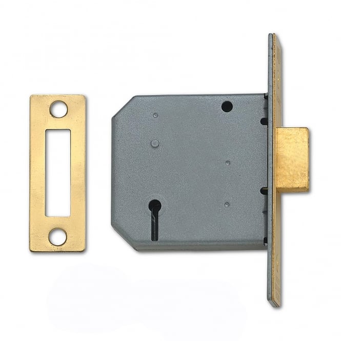 Polished Brass 75mm 2177 3 Lever Deadlock