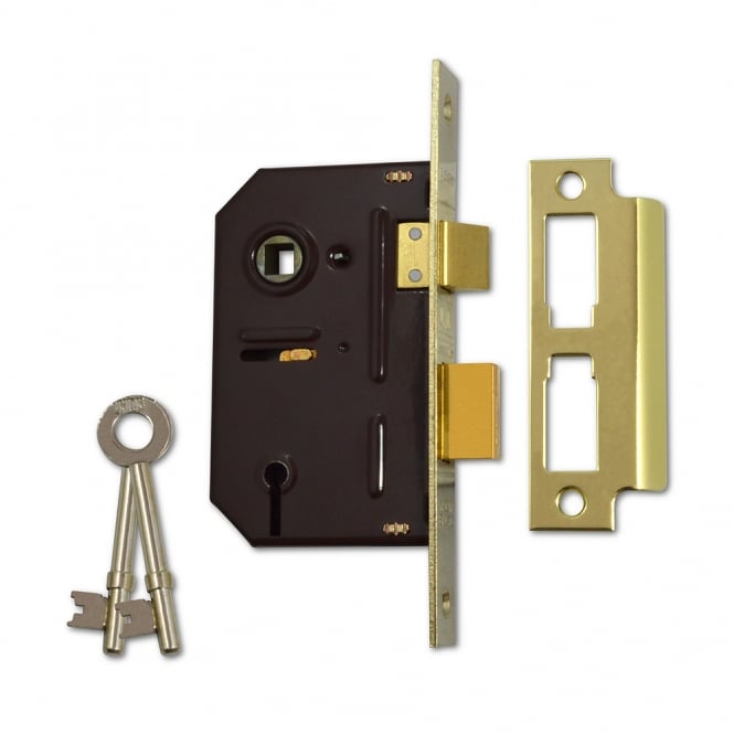 Polished Brass 64mm 2243 3 Lever Sashlock