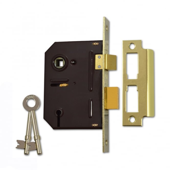 Polished Brass 75mm 2243 3 Lever Sashlock
