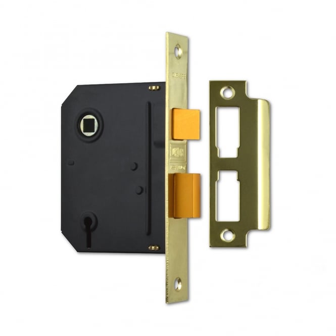 Polished Brass 75mm J-ES-SL Essential 3 Lever Sashlock