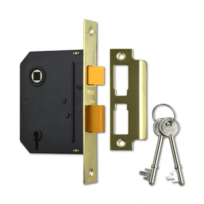 Polished Brass 75mm J-ES-SL Essential 3 Lever Sashlock