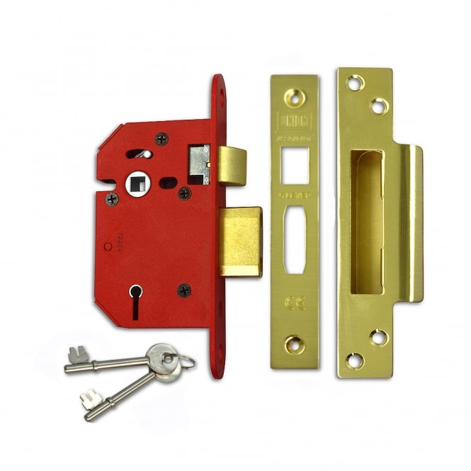 Polished Brass 75mm J2205 StrongBOLT 5 Lever Sashlock