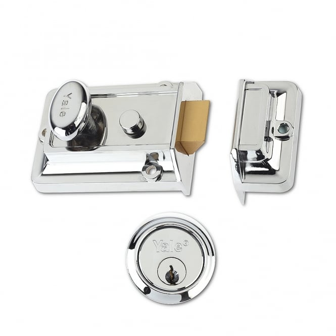 Chrome 77 60mm Traditional Nightlatch with Chrome Cylinder