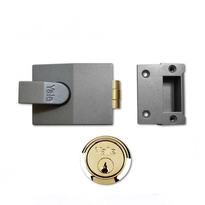 Dark Grey 81 60mm Rollerbolt Nightlatch with Polished Brass Cylinder