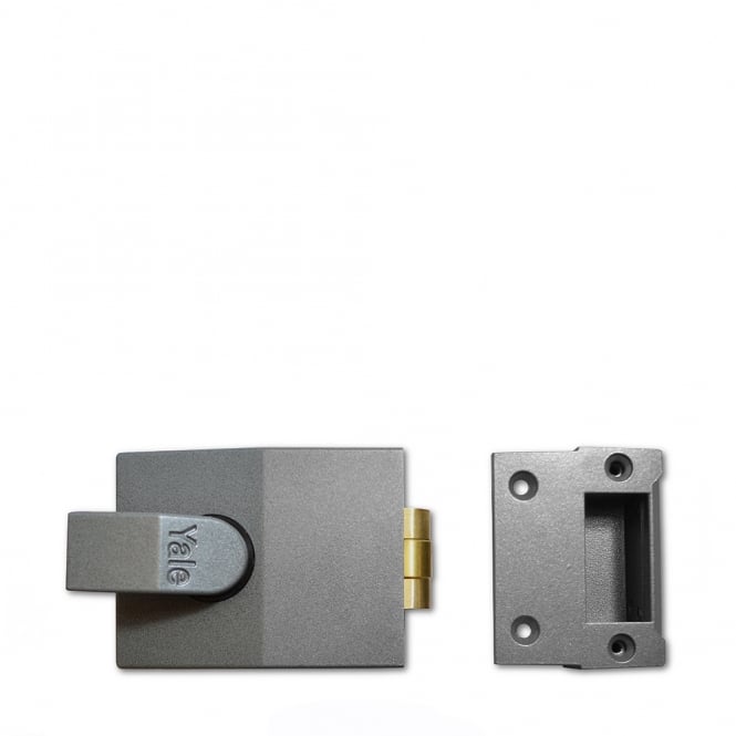 Dark Grey 81 60mm Rollerbolt Nightlatch with Polished Brass Cylinder