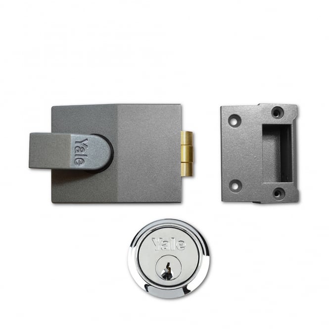 Dark Grey 81 60mm Rollerbolt Nightlatch with Satin Chrome Cylinder