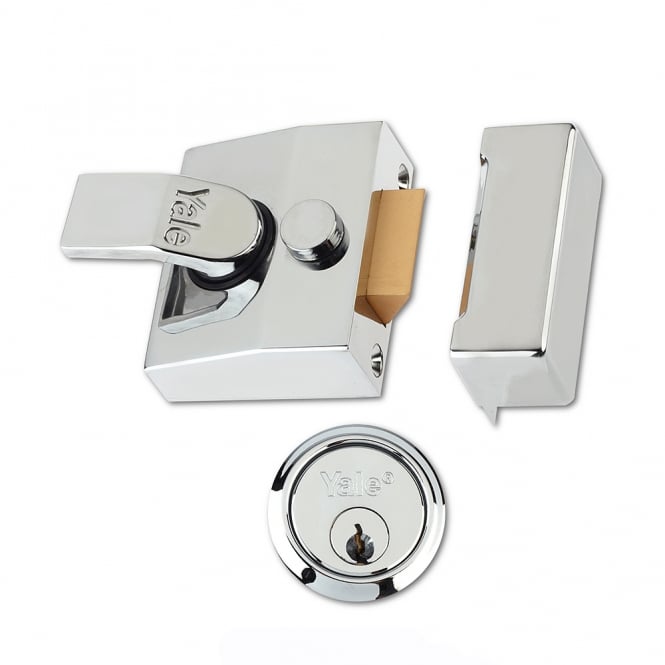 Chrome 85 40mm Deadlocking Nightlatch with Chrome Cylinder