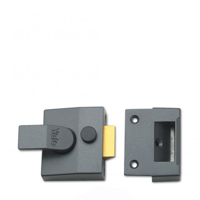 Dark Grey 85 40mm Deadlocking Nightlatch with Polished Brass Cylinder