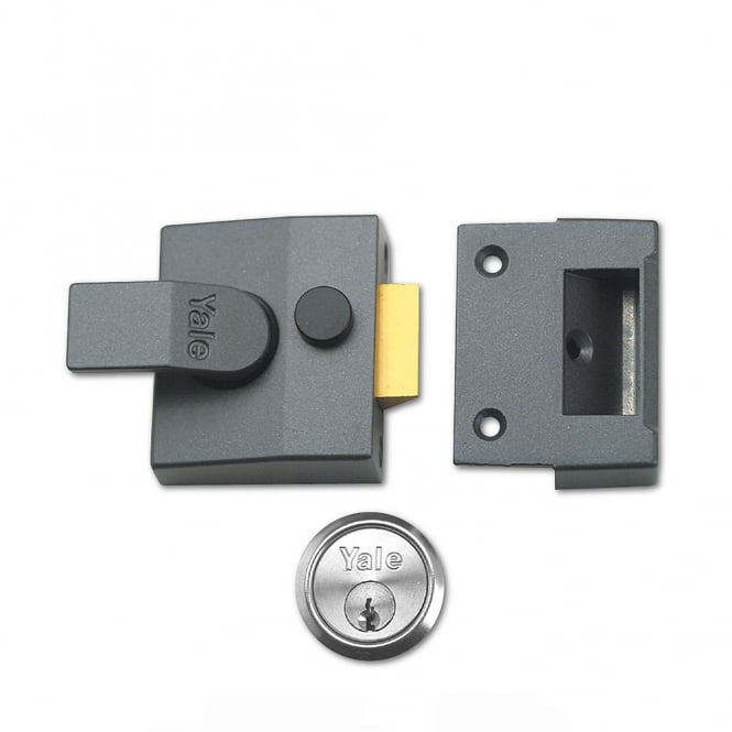 Dark Grey 85 40mm Deadlocking Nightlatch with Satin Chrome Cylinder