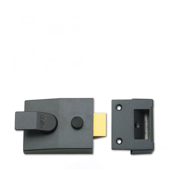 Dark Grey 89 60mm Deadlocking Nightlatch with Polished Brass Cylinder