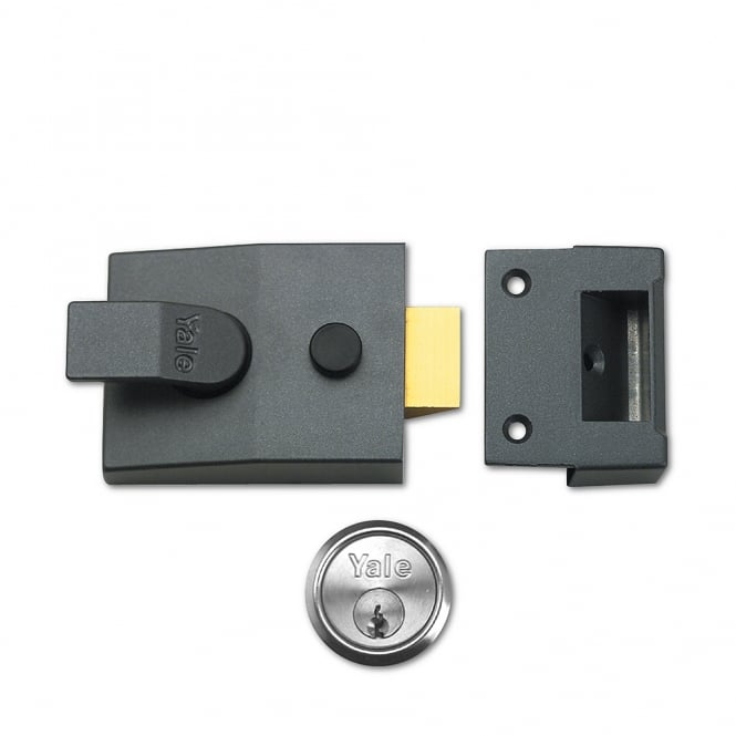 Dark Grey 89 60mm Deadlocking Nightlatch with Satin Chrome Cylinder