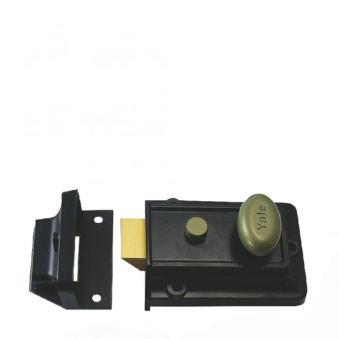 Black 99Z 60mm Non-Deadlocking Nightlatch with Polished Brass Cylinder