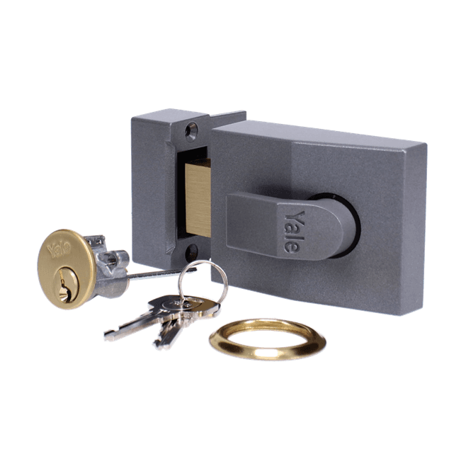 Dark Grey 82 60mm dead bolt Nightlatch with Brass Cylinder