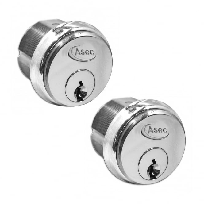 Satin Chrome 5-Pin Screw-In Cylinder - Keyed Alike Pair