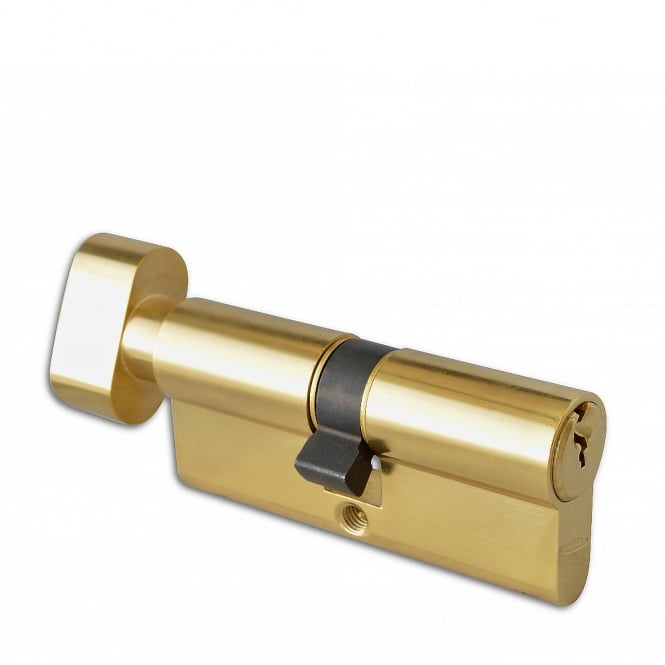 Polished Brass 80mm 6-Pin Euro Double Key & Turn Cylinder - 40 / T40