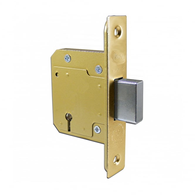 Polished Brass 64mm British Standard 5 Lever Deadlock