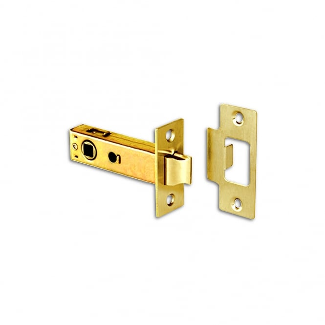 Polished Brass 76mm Bolt Through Tubular Mortice Latch