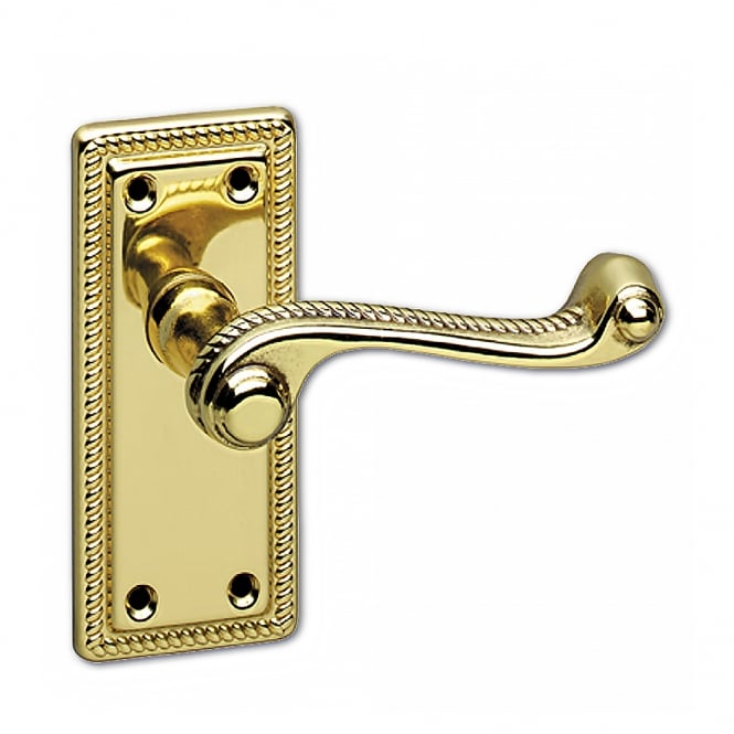 Polished Brass Classic Georgian Lever Handle - Short Backplate