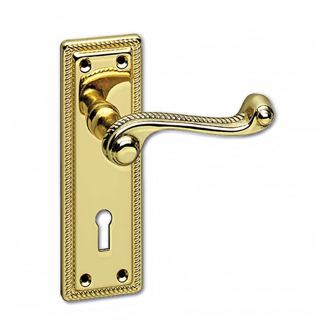 Polished Brass Classic Georgian Mortice Lock Lever Handle