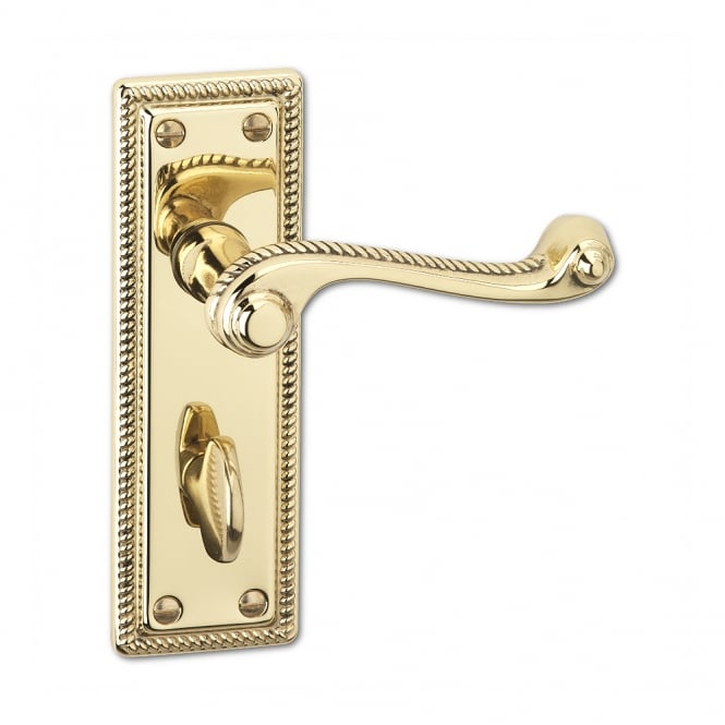 Polished Brass Classic Georgian Bathroom Lever Handle