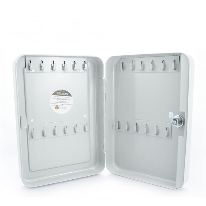 Light Grey Steel 24 Hook Key Cabinet