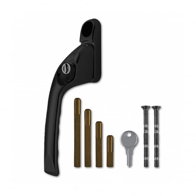 Black Adaptable Multi Spindle Offset Window Espag Handle - Left Handed