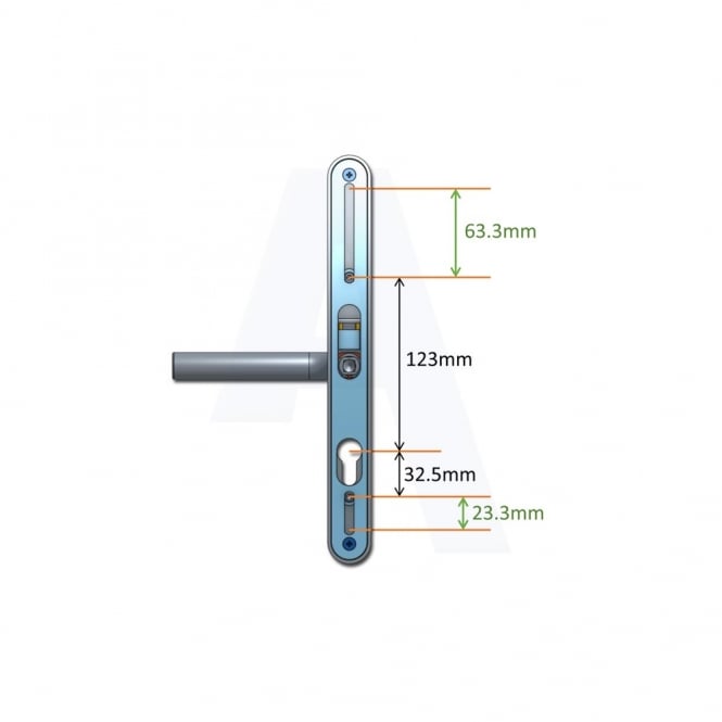 Brushed Silver Pro XL  59-96mm Centres Adaptable UPVC Handle