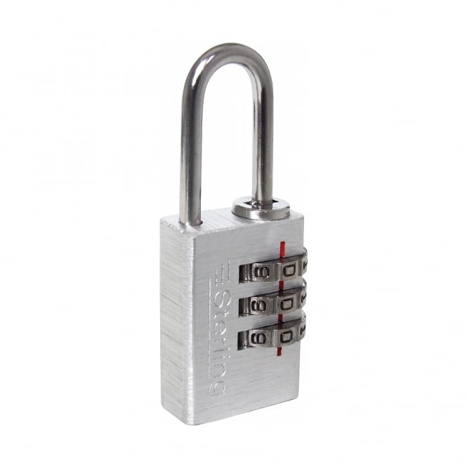 20mm 3 Dial Brushed Aluminium Combination Padlock