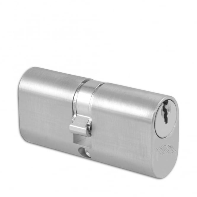 Satin Chrome 65mm 2X6 Oval Double Cylinder - 32.5 /32.5