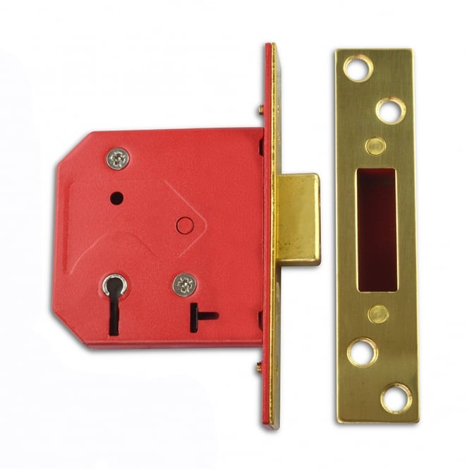 Polished Brass 75mm 2101 5 Lever Deadlock