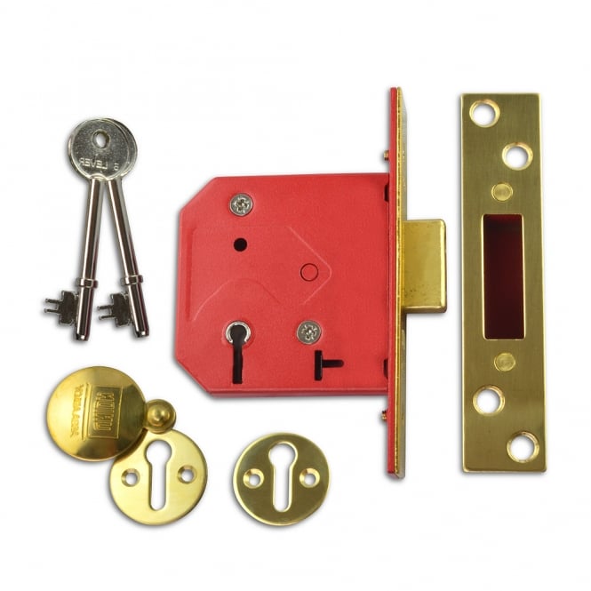 Polished Brass 75mm 2101 5 Lever Deadlock