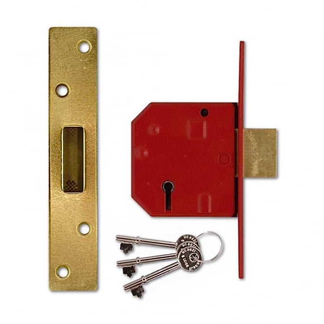 Polished Brass 67mm 2134E British Standard 5 Lever Deadlock