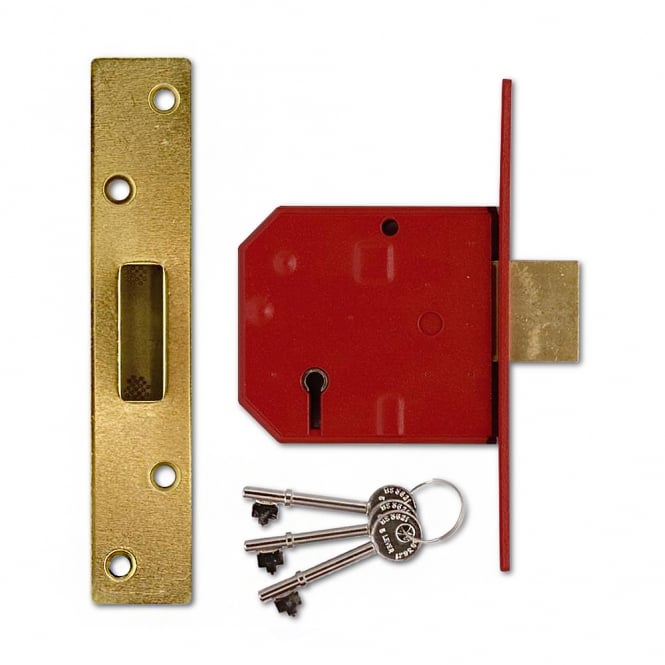 Polished Brass 80mm 2134E British Standard 5 Lever Deadlock
