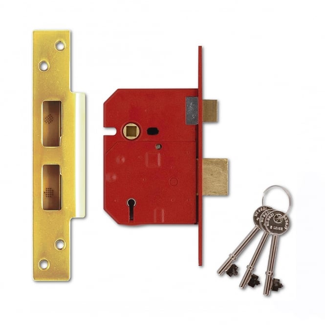 Polished Brass British Standard 67mm 2234E BS 5 Lever Sashlock