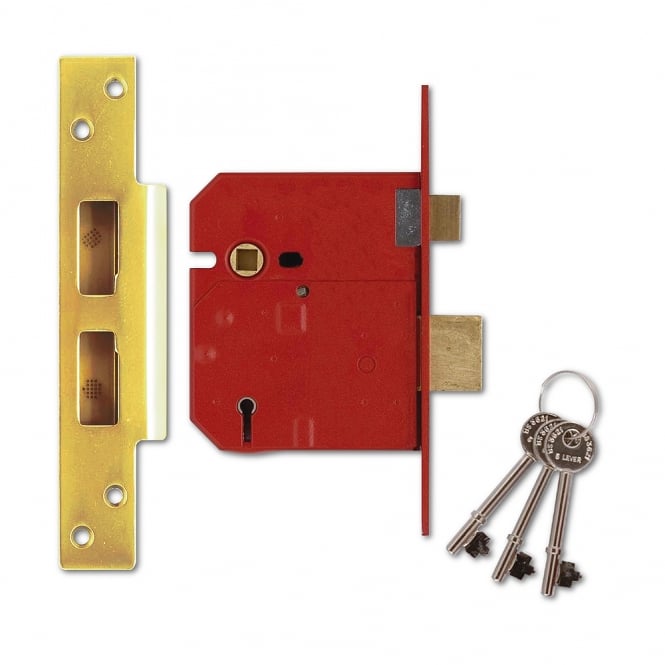 Polished Brass British Standard 80mm 2234E BS 5 Lever Sashlock