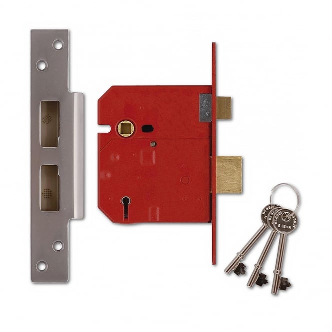 Satin Chrome British Standard 80mm 2234E BS 5 Lever Sashlock