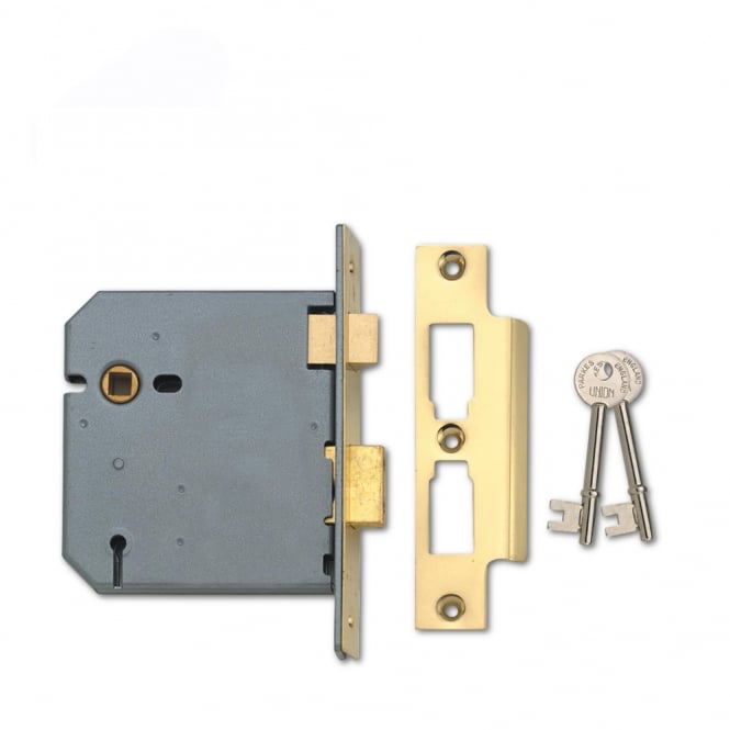 Polished Brass 100mm 2277 3 Lever Sashlock