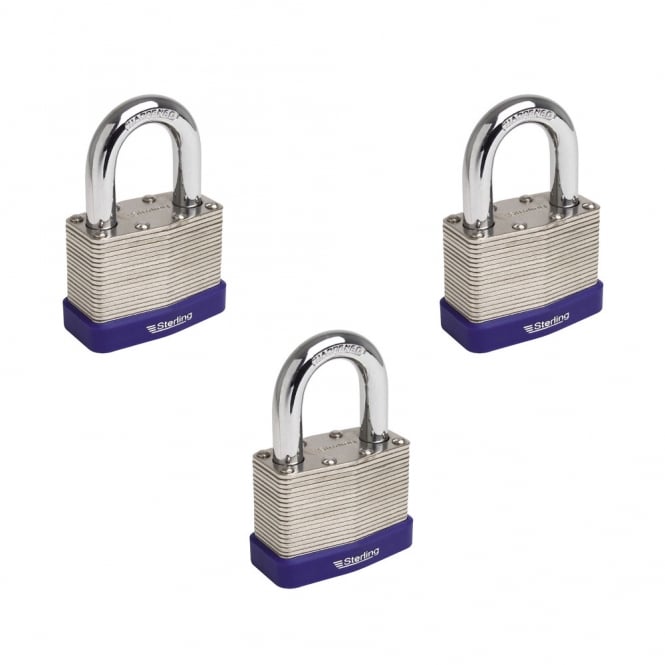 3 x 40mm Keyed Alike Laminated Steel Padlock Multi Pack