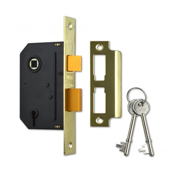 Polished Brass 64mm J-ES-SL Essential 3 Lever Sashlock