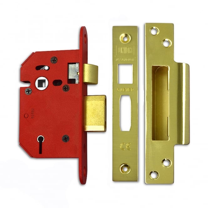Polished Brass 64mm J2205 StrongBOLT 5 Lever Sashlock